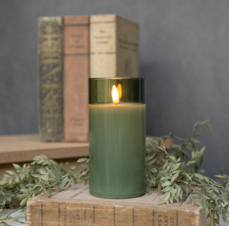Glass Smooth Flameless Candle - Green