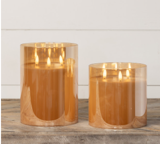 Glass Smooth Flameless Candle - Champagne