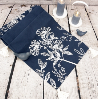 Indigo and  Wildflowers Table Runner