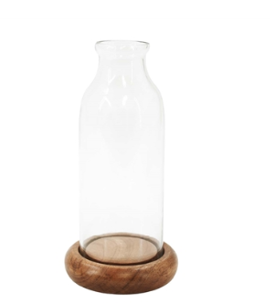 Glass Bottle on Wood Base