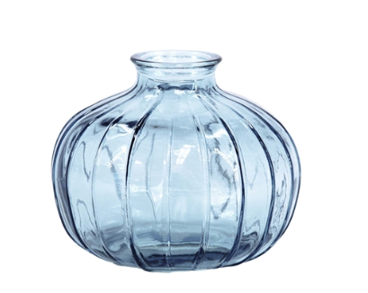 Light Blue Ribbed Glass Jar