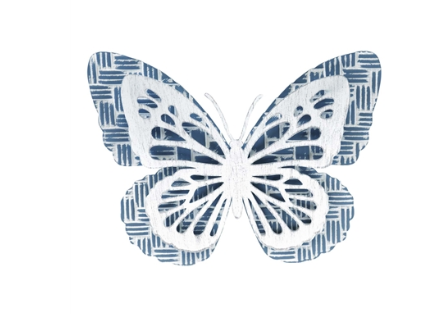 Metal Blue and White Butterfly