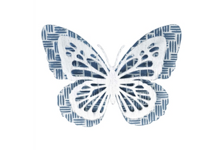 Metal Blue and White Butterfly