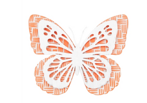 Metal Orange and White Butterfly