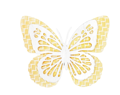 Metal Yellow and White Butterfly