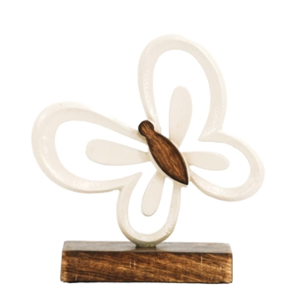 White Metal Butterfly on Stand