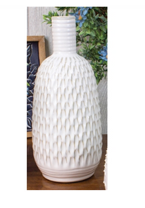 Tall White Textured Vase