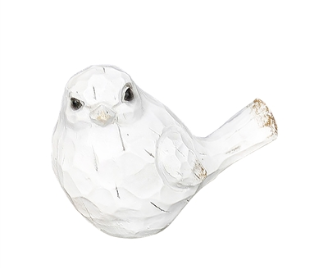 Little Antique White Resin Bird