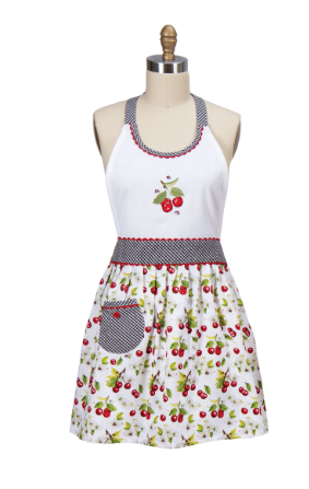 Sweet Cherry Embroider Hostess Apron