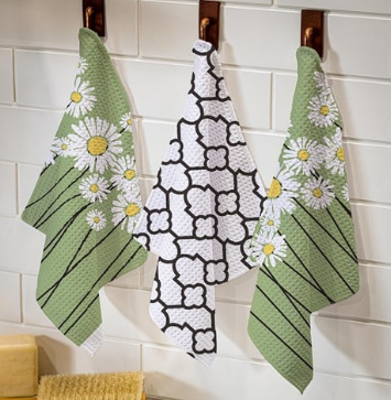 Daisy Scape Dish Cloth Set 3 (qk dry)