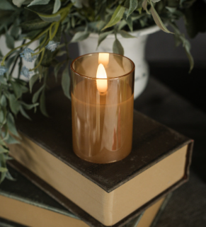 Smooth Glass 3D Flame Candle (2x3")- Mutiple Colors)