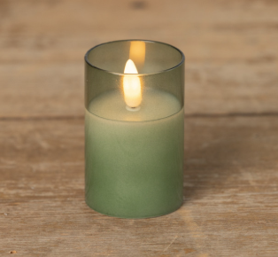 Smooth Glass 3D Flame Candle (2x3")- Mutiple Colors)