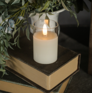 Smooth Glass 3D Flame Candle (2x3")- Mutiple Colors)