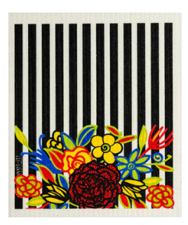 Striped Floral Swedish Dishcloth