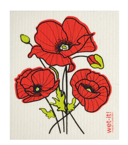 Poppy Flower Swedish Dishcloth