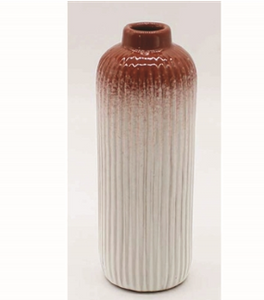 Orange/White Ribbed Vase