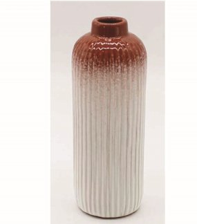 Orange/White Ribbed Vase