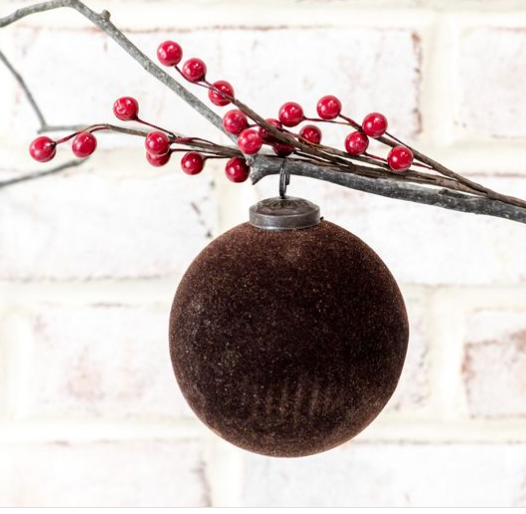 Brown Velvet Ball Ornament