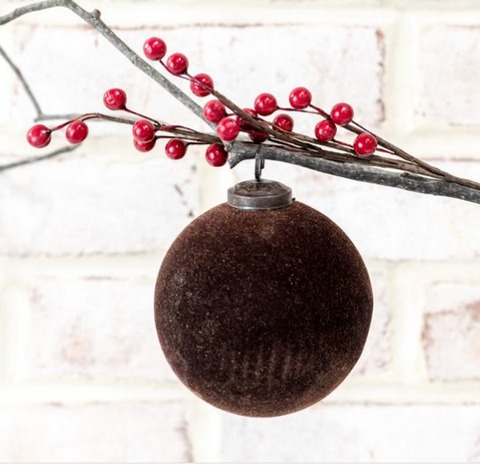 Brown Velvet Ball Ornament