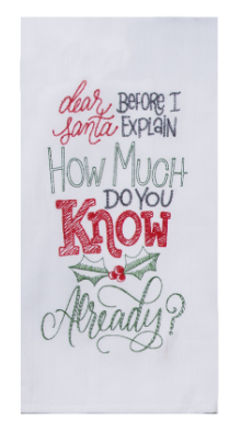 Dear Santa EMB Flour Sack Towel