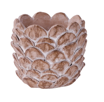 CEMENT PINECONE-LOOK POT