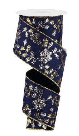 GLITTER LEAVES W/FLOWER