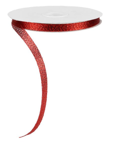 METALLIC CORSAGE RIBBON-RED