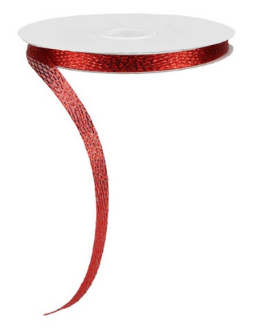 METALLIC CORSAGE RIBBON-RED