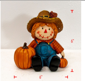 Sitting Scarecrow with Pumpkins