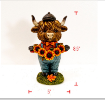 Fall Highland Cow with Sunflowers