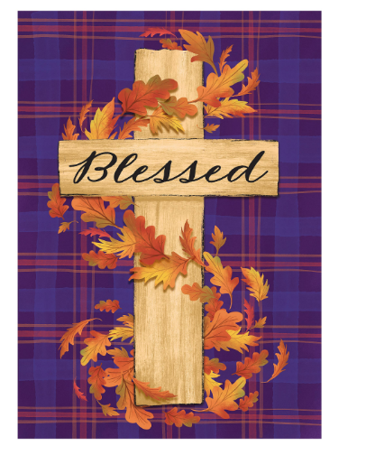 Blessed Cross Burlap Flag