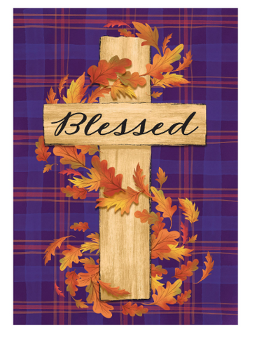 Blessed Cross Burlap Flag