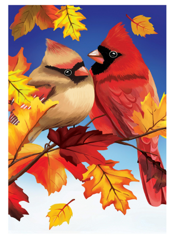 Fall Cardinals Burlap Flag