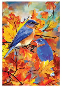 Bluebirds Among the Leaves Flag
