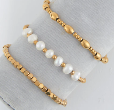 Multi Genuine Pearl Stretch Bracelet Set