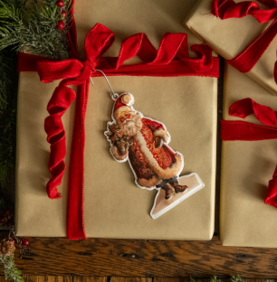 Santa with Holly Ornament