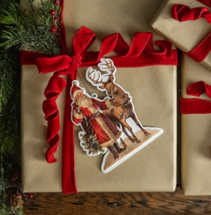 Santa with Reindeer Ornament