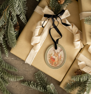 Holiday Stag Oval Ornament