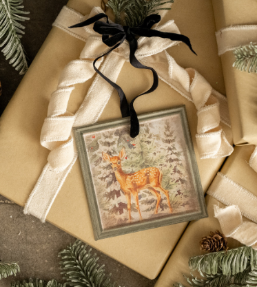Framed Fawn in Forest Ornament