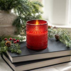 Red Dotted Glass 3D Flame Candle (multiple sizes)