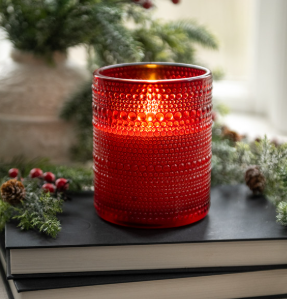 Red Dotted Glass 3D Flame Candle (multiple sizes)