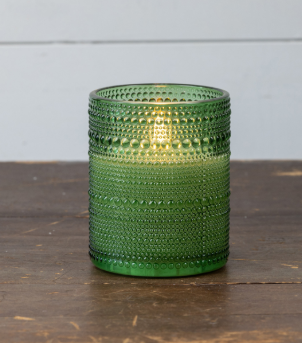 Pine Dotted Glass 3D Flame Candle