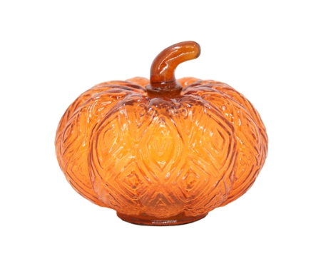 Orange Glass Etched Pumpkin