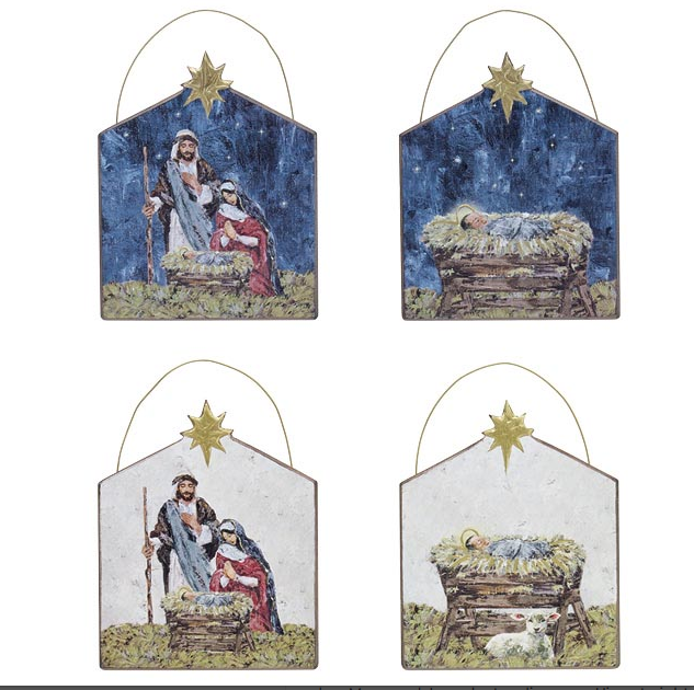 Wooden Creche Shape Ornament