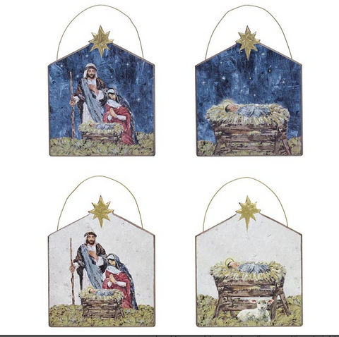 Wooden Creche Shape Ornament