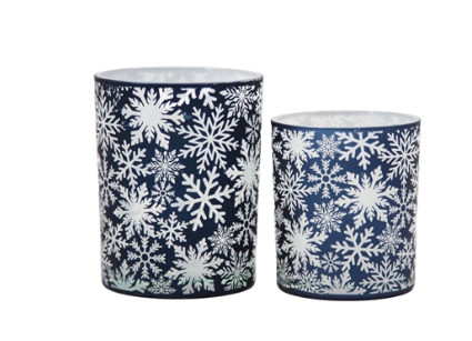 Blue Snowflake Glass Jar