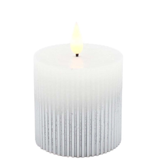 Silver/White Ridged LED Pillar (2 sizes)