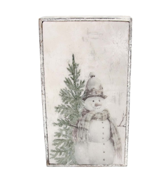 Vintage Wood Snowman Tray Block