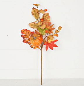 Fall Maple Mix Leaves W/ Pumpkin