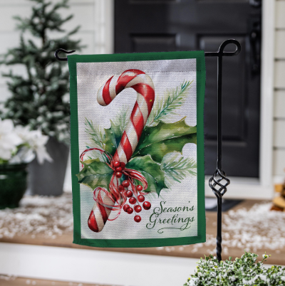 Season's Greetings Candy Cane Burlap
